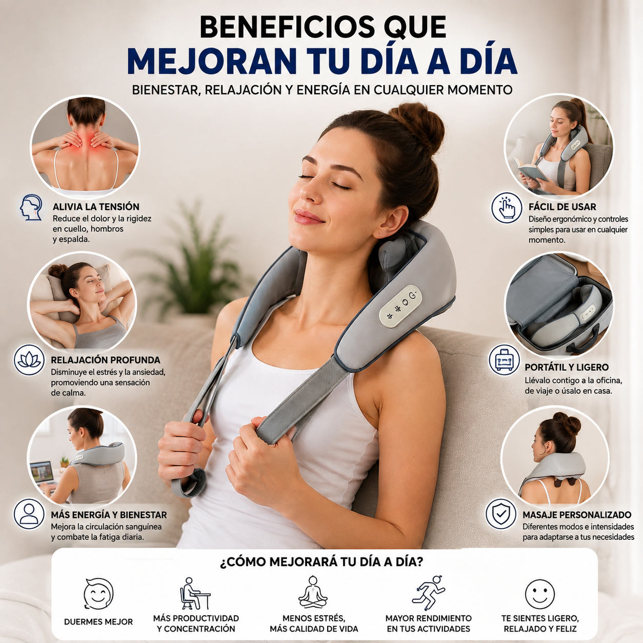 RELAXPRO™  ALIVIA LA TENSIÓN, EL DOLOR Y EL ESTRÉS EN MINUTOS CON UN MASAJE PROFUNDO Y RELAJANTE.