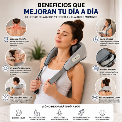 RELAXPRO™  ALIVIA LA TENSIÓN, EL DOLOR Y EL ESTRÉS EN MINUTOS CON UN MASAJE PROFUNDO Y RELAJANTE.