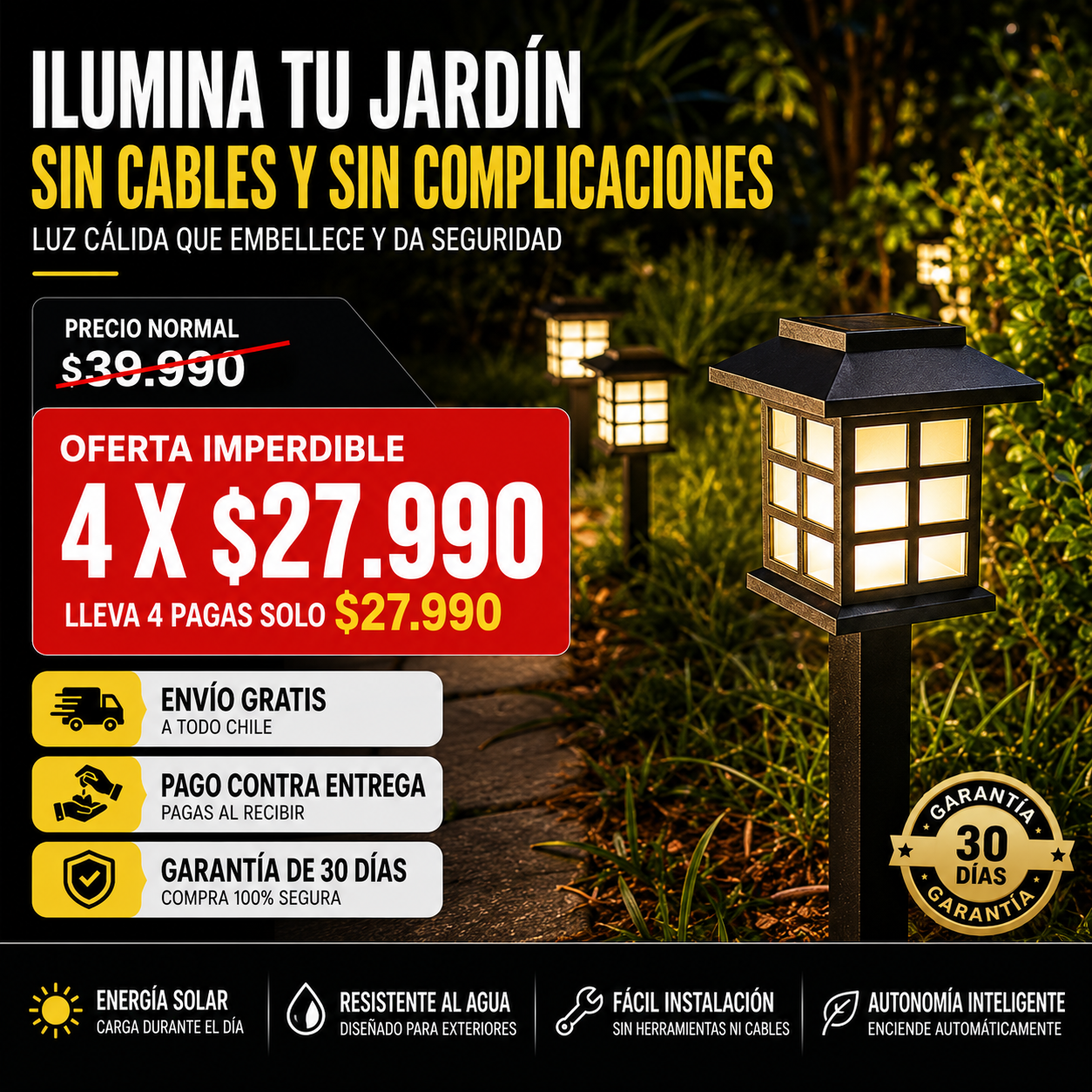 SOLARLIGHT™ | ILUMINA TU JARDÍN SIN CABLES NI COMPLICACIONES