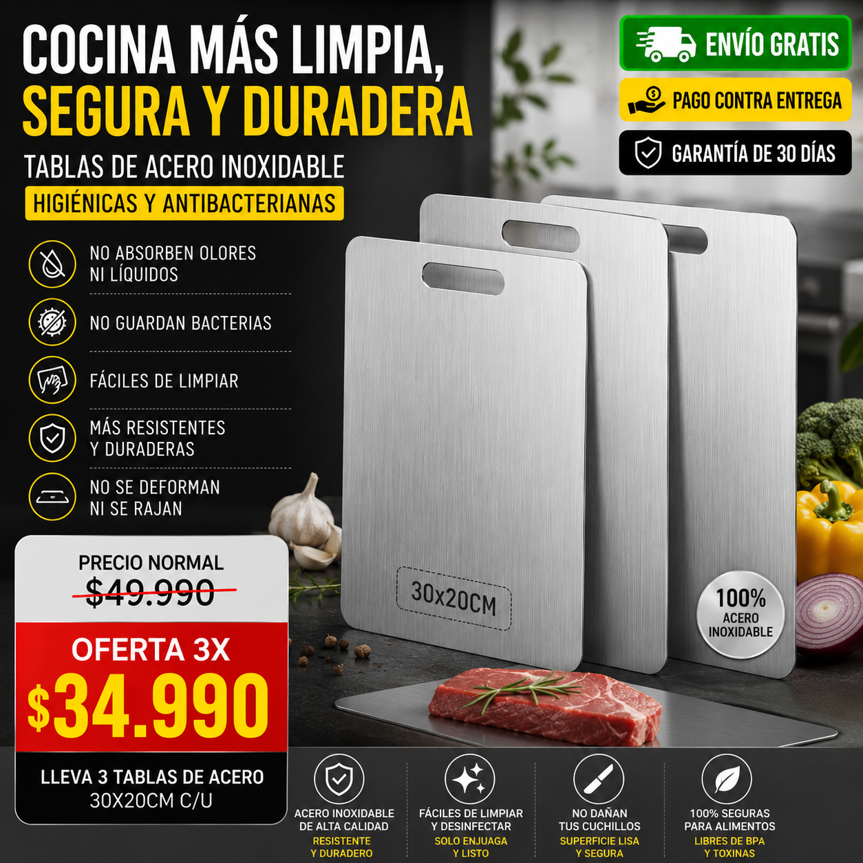 CORTEX™ STEEL | DEJA ATRAS LAS TABLAS QUE ACUMULAN RESIDUOS Y OLORES