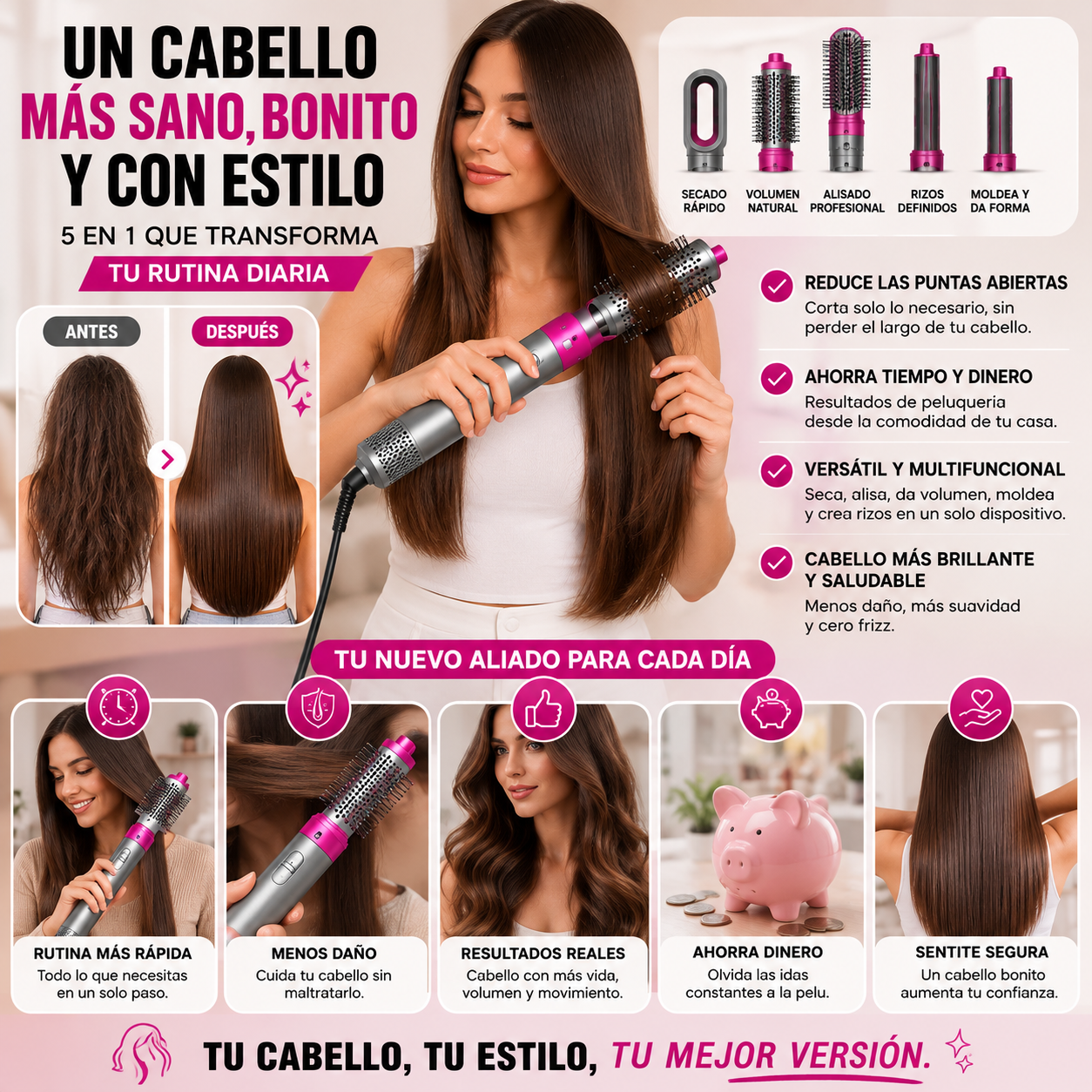 STYLEAIR™| SECA, ALISA, DA VOLUMEN Y CREA RIZOS EN UN SOLO PASO.