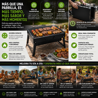 GRILLFLEX™ | LA PARRILLA PORTÁTIL QUE LLEVA EL ASADO A DONDE QUIERAS
