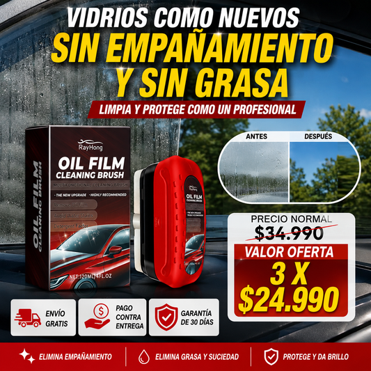 CLEARVISION BRUSH™ | ELIMINA EL EMPAÑAMIENTO, LA GRASA Y LAS MANCHAS PARA RECUPERAR UNA VISIBILIDAD CLARA Y CONDUCIR CON MAYOR SEGURIDAD.