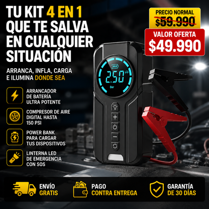 POWERRESCUE™ | ARRANCA TU VEHÍCULO, INFLA TUS LLANTAS Y RESUELVE EMERGENCIAS EN MINUTOS.