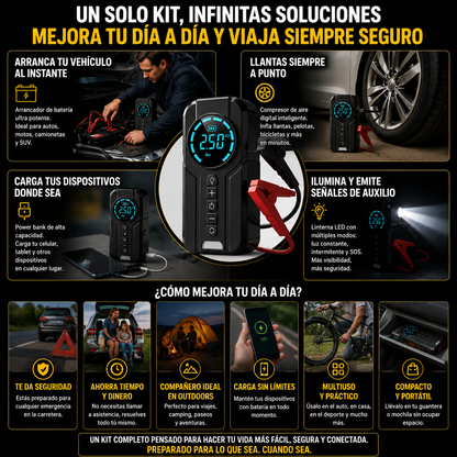 POWERRESCUE™ | ARRANCA TU VEHÍCULO, INFLA TUS LLANTAS Y RESUELVE EMERGENCIAS EN MINUTOS.