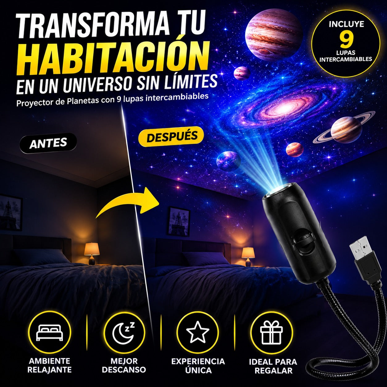 COSMOVISION™| TRANSFORMA CUALQUIER HABITACIÓN EN UN ESPECTÁCULO GALÁCTICO